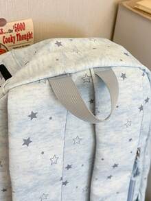 韓系Ins風星星印花後背包，日文字母刺繡大容量書包，輕便休閒學生日用背包 - 多色 - 查看 11
