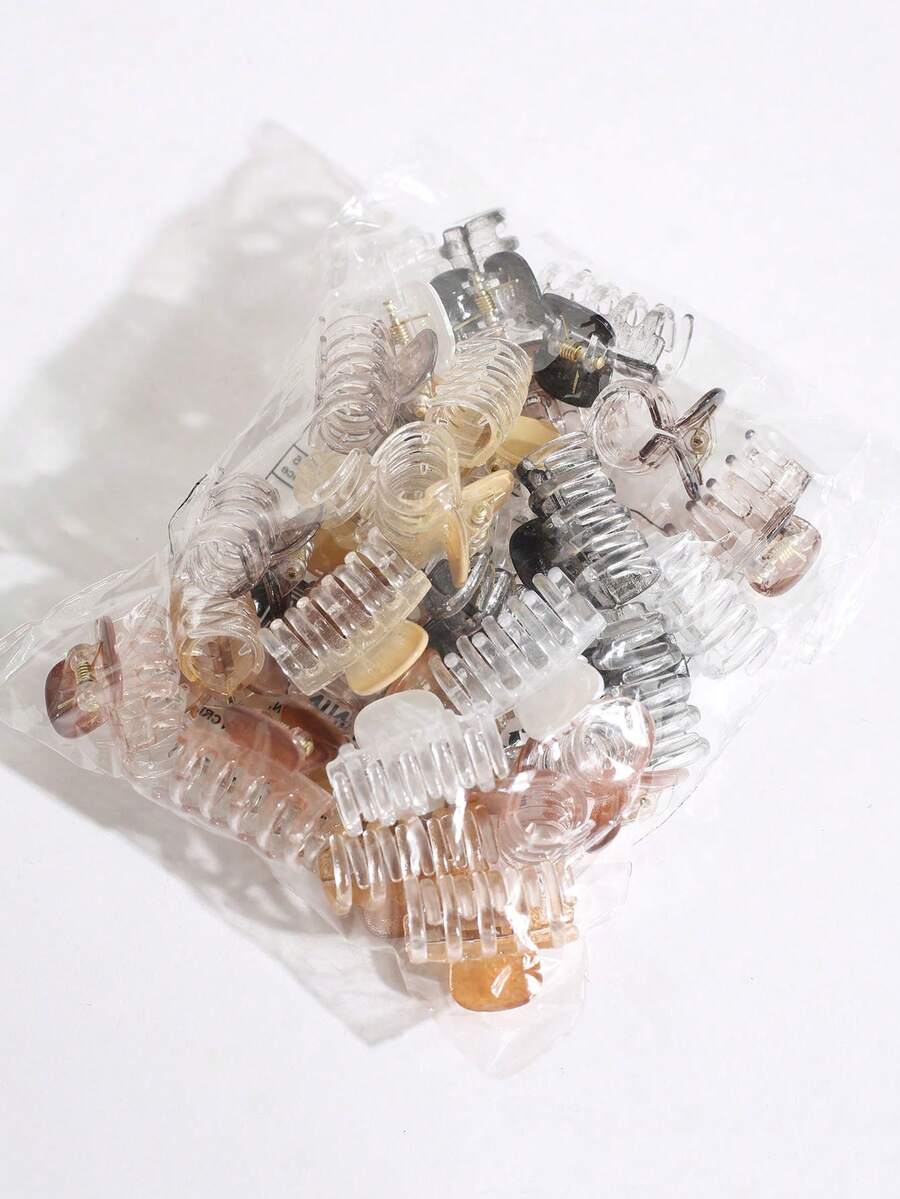 15/20/30pcs Mini Claw Hair Clips, Coffee Color Series, Small Size Hair Grips, Braiding Clips, Flyaway & Bangs Clips, Hair Claws Summer Hair Accessories