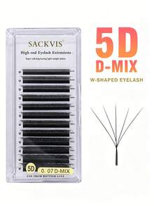 SACKVIS 1 Box 12 Rows 5D W-Shaped Pre-Made W-Curl 3D Clover Flower Blooming Individual Eyelashes 0.07C/D 8-15mm Lash Clusters, Lash Clusters, Individual Lashes, False Eyelashes Single Dense Row Planting - View 2