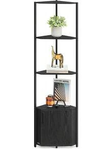 Rustic Brown Ink Black 5-Tier Corner Shelving Unit Storage Stand For Living Room Bedroom Kitchen Bathroom - Ebony Black + Ink Black - View 1