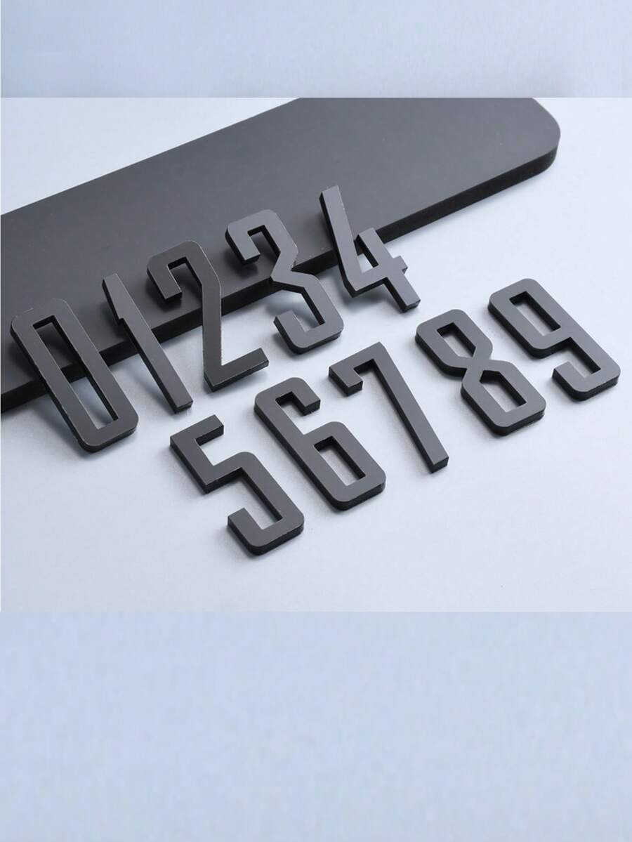 1pc 3D High-Visibility Acrylic Number & Letter Door Sign, Business Style Classic Black Square Geometric Beveled Edge High Contrast Waterproof Sun-Proof Wear-Resistant Multi-Functional Signage Suitable For Office, Conference Room, Office Building Room Number - House Number - View 1