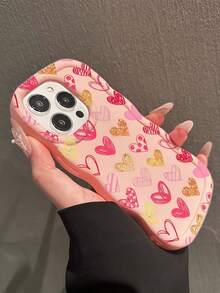 1pc Y2K Full-Screen Colorful Heart Pattern Macaron Dopamine Color Soft TPU Wavy Edge Phone Case Compatible With Galaxy A03 A04 A05 A06 A11 A12 A13 A14 A15 A16 A20S A21S A22 A23 A24 A25 A26 A31 A32 A33 A34 A35 A36 A50 A51 A52 A53A54 A55 A56 A73 S20FE S21FE S22 S22U S23 S23+ S23U S233FE S24 S24+ S24U S25 S25+ S25U/ Note 11 Note 12 Note 13 Note 14 /Samrt/Honor/Y7 Y9/Ealme C53 C55 - Pink - View 2