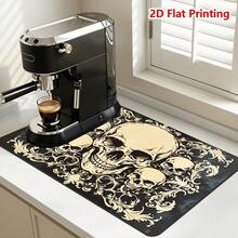 1/10 pezzi Tappetino drenante con motivi teschio nero e bianco, antiscivolo super assorbente e ad asciugatura rapida in diatomite per macchina da caffè espresso, sottobicchiere resistente all'usura, tappetino per asciugatura stoviglie da bancone, forniture per cucina domestica - Grigio Scuro - Visualizzare 7