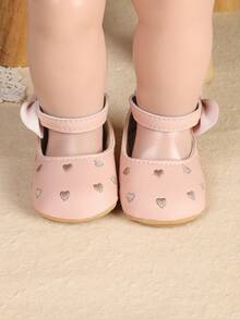 1 Pair Infant Girl Embroidered Heart Fashion Versatile Princess Shoes, Suitable For Spring And Autumn - Pink - View 6
