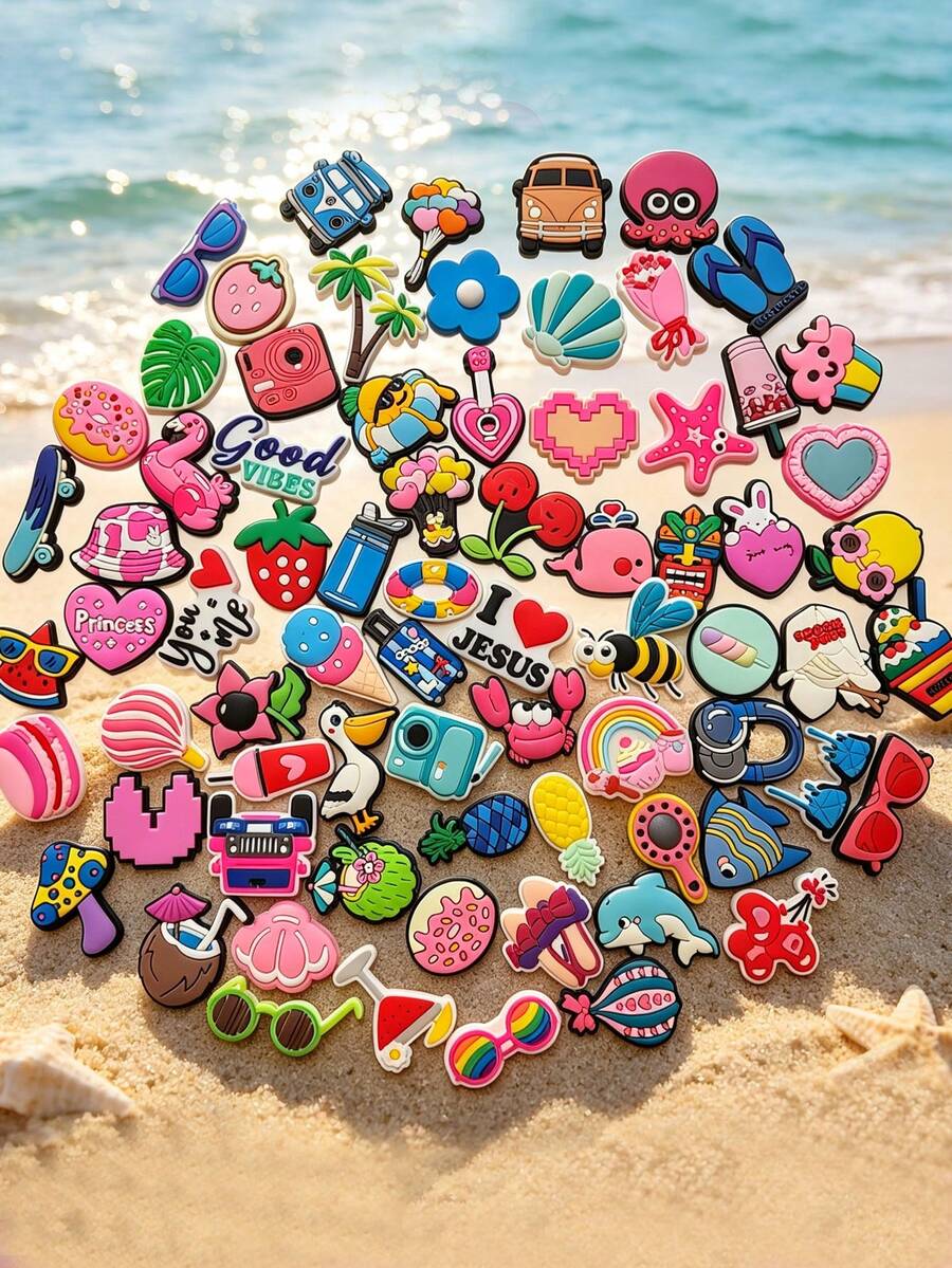 10/20/30pcs Shoe Decorations, Cute Cartoon Charms, Unisex, Party Favors, Back To School Boots Accessories, High Heels - Multicolor - View 1