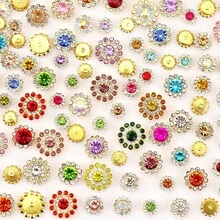 50個/包,圓形水鑽環,8mm、10mm、12mm、14mm,混色尺寸,彩色手工縫爪水鑽,適用於衣物、鞋子、帽子、包包、DIY手工材料、珠寶配件 - 雙層花 金 型號混 - 查看 7