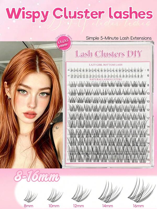 144 Clusters Cartoon Eyelashes Natural Thin C-Curl Eyelash Clusters Transparent Stem Lower Eyelashes Segmented Self-Adhesive Single Lower Eyelashes Fairy Fluffy Curly Eyelashes 8-16mm Reusable Suitable For Daily And Party