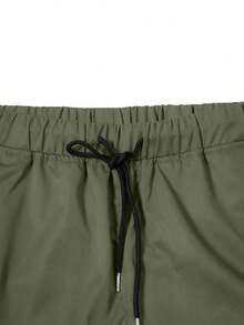 Plus Size Men's Multi-Pocket Cargo Straight Leg Pants, Loose Fit, Versatile For Fitness And Commuting, Spring/Autumn - Army Green - View 3