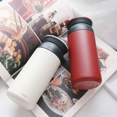 1pc 350ML/11.8oz Insulated Tumbler 304 Stainless Steel Double Wall Vacuum Coffee Cup Portable Student Minimalist Straight Body Water Bottle For Women
