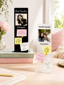 Personalized Detachable Acrylic Memo Board, Customizable With Your Photos And Text, Computer Screen Memo Clip Board, Message Board, Office Desk Accessory, Multiple Colors Available, Minimalist Design, Multi-Purpose. Suitable For Office Desk, Study Desk, Nightstand, Computer Desk, Library, Entryway Shoe Cabinet And More. A Thoughtful Gift For Boyfriend/Girlfriend/Family, Birthday Gift, Anniversary Gift, Ideal Holiday Gift. - Multicolor - View 6