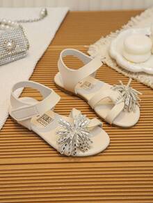 Water Drop Fireworks Girl Sandals, Summer Style, Hook And Loop Design, Pairs Well With Princess Dress To Enhance Atmosphere - White - View 7