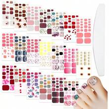- Juego de 20 hojas de pegatinas de uas de punta rosa para mujer, tiras de esmalte de uas para dedos de los pies con lima de uas, tiras de gel para uas adhesivas para mujer - Kit 3 - Ver 2