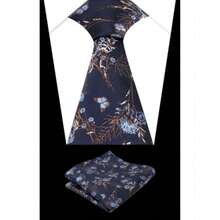Alizeal Mens 3.15inch Delicate Colorful Floral Tie With Garden Flower Print Pocket Square - Z-907navy Bluebrown - View 6