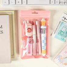 1 Set High-Quality Stationery Set, Practical Student Learning Supplies, Suitable For Educational Institutions, Classrooms, Gifts, Functional And Stylish Set, Meets Various Needs! Perfect For Work And Creative Activities Multi-Functional Stationery Set - 4 Colors Available To Brighten Your Office Time, Includes Push-Pull Eraser, Highlighter, Ballpoint Pen And Other Tools, Ideal Stationery Combination For Creative People! - Sets - View 3