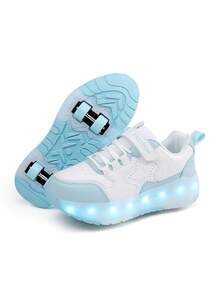 Unisex LED Rechargeable Light-Up Shoes, Children's Roller Skates, Multi-Functional Transformable Inline Skates, Suitable For All Seasons, With Detachable Wheels, Ideal For Outdoor And Sports Skating - White - View 11