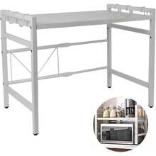 3 Tier Microwave Rack Black Kitchen Corner Shelf Oven Rack Stand Desktop Printer Storage Holder Bakers Rack - White - View 4
