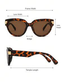 1pc Women's Vintage Leopard Print Oversized Oval Fashion Glasses, Dark Lens Fashion Glasses For Streetwear And Vacation - Multicolor - View 5