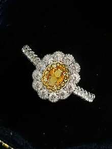 1 Stück eleganter kubischer Zirkonia Ring, geeignet für Frauen zum Tragen, geeignet für Hochzeit, Verlobung, Jahrestagsparty, Valentinstag Geschenk - Gelb - Übersicht 3