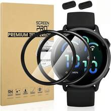 2+2片 3D 全覆蓋 HD 螢幕保護貼適用於 Venu 3S/Venu3/Vivoactive5/Vivoactive6，含 2 個防塵塞，升級複合材質軟膜（非玻璃），精準邊緣貼合，無氣泡，時尚智慧手錶配件，男女皆適用 - vivoactive6 2+2件裝 - 查看 2