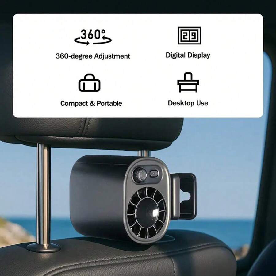 SULVGO 1400mAh Clip-On High-Speed Mini Fan, Waist-Hanging Fan, Desktop Fan, Car Fan, Hands-Free Fan, 100-Speed Multi-Function Stepless Adjustable Mini Fan, Suitable For Outdoor Travel And Indoor Use, Can Be Hung On Umbrella, Backpack, Belt - Clip-on - View 1