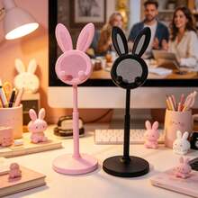1pc Cute Rabbit Shaped Adjustable Phone Stand, Desktop Cute Rabbit Phone Holder Compatible With All Phones, Phone Accessories, Workspace Accessories, Rabbit Design, Fun Decor, Cute Rabbit Phone Stand, Desktop Angle And Height Adjustable Phone Support - Rabbit Support - View 28