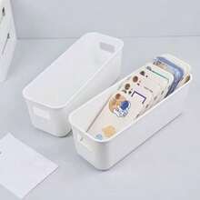 10pcs Stackable Plastic Storage Bins With Handles, Multi-Functional Storage Baskets For Office, Home, Closet, Durable Containers For Socks, Underwear, Stationery, Cosmetics, Space-Saving Drawer Organizers (Plastic Products May Slightly Deform, Actual Size May Be Slightly Smaller Than Pictures, Please Do Not Buy If You Mind) - White - View 9