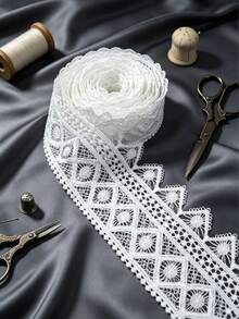 Novo estilo europeu, renda bordada floral, bordado vintage solúvel em água, 2,95 polegadas de largura, acessórios DIY florais feitos à mão, aplique de bordado elegante, adequado para saias, sapatos, chapéus, cortinas, acessórios de casamento e aniversário, decoração de moda | Design de renda floral - Multicolorido - Ver 10
