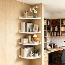 4pcs Home Space-Saving Corner Multi-Functional Storage Rack, Drill-Free Triangular Shelf, 4-Tier Wall-Mounted Corner Storage Divider, Bedside Corner Triangular Storage Shelf, Wall-Mounted Corner Shelf - Fan-shaped Corner Bracket - View 1