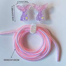 Type-C 充電線防斷裂保護套 - 耐用塑料充電線保護套，花卉設計，防刮耐衝擊，兼容 16 15 14/13/12/11 Pro Max，保護數據線免受損壞 - 紫色 - 查看 4