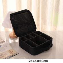 Large Capacity Professional Makeup Case, Can Be Hung On Suitcase, Multi-Functional Shoulder/Backpack Makeup Artist Cosmetic Storage Box, Beauty & Nail Care Organizer - Black - View 10