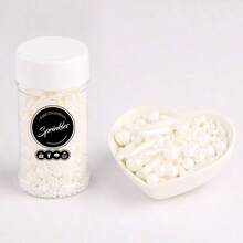 75g/2.65oz Perlas redondas para decoración de pasteles + Forma de palito, se utiliza para chispas de decoración de pasteles, decoración de pasteles DIY, adecuado para pasteles, caramelos, cupcakes, macarons, helados y varias decoraciones, también adecuado para bodas, Día de San Valentín, Día de la Madre, Halloween, Navidad y otras ocasiones, solo para decoración, no comestible - Multicolor - Ver 3
