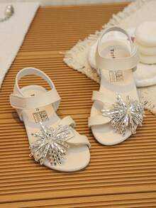 Water Drop Fireworks Girl Sandals, Summer Style, Hook And Loop Design, Pairs Well With Princess Dress To Enhance Atmosphere - White - View 6