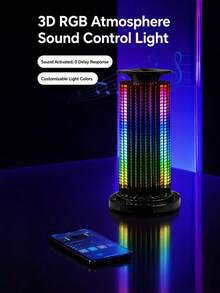 4D Panoramic RGB Voice-Activated Light With Music Control LED, 18 Lighting Modes, Modern Grid Pattern Music Rhythm Light | USB Rechargeable Lithium Battery, Smart Light, Suitable For Holiday Gifts, Family Gatherings, And Various Occasions - A - View 2