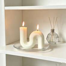 1pc Viral High-Aesthetic Soy Wax Scented Candle, INS Minimalist Wabi-Sabi Style Geometric S-Shaped Wave Rainbow Arch Vertical Stripe Design, Smokeless Long-Lasting Fragrance, Niche Atmosphere Home Desktop Decor Ornament, Photo-Ready Prop, Birthday Valentine's Day Gift - Hsu-shaped Scented Candles - View 10