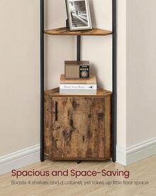 Rustic Brown Ink Black 5-Tier Corner Shelving Unit Storage Stand For Living Room Bedroom Kitchen Bathroom - Rustic Brown + Ink Black - View 5