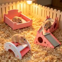 2/1/3pcs Pink Hamster Bedding & House Combination Set, PVC Material, Assemble/Disassemble, Hamster Cage Decor Set, Universal Cage Interior Decoration, All Seasons, Rainbow Bridge/Cooling Bed/Seesaw/Small House Multiple Combination Set - A - View 11