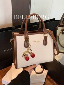 BELLEBORG Vintage Print Handbag With Detachable Strap And Charm - White - View 1