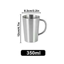 Thickened 304 Stainless Steel Water Cup, Double-Layer Anti-Scald, Coffee Cup, Beverage Cup, Tea Cup, Milk Cup, Easy To Clean, Durable, Shatter-Resistant, With Handle For Easy Grip, Suitable For Home, Office, Restaurant, Beverage Shop, Picnic Use - 1 - View 13