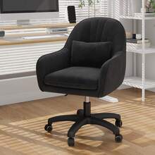 Velvet Padding Office Chair Adjustable Height 150kg Load Capacity Beige For Home Office Study Bedroom - 黑色 - 查看 2