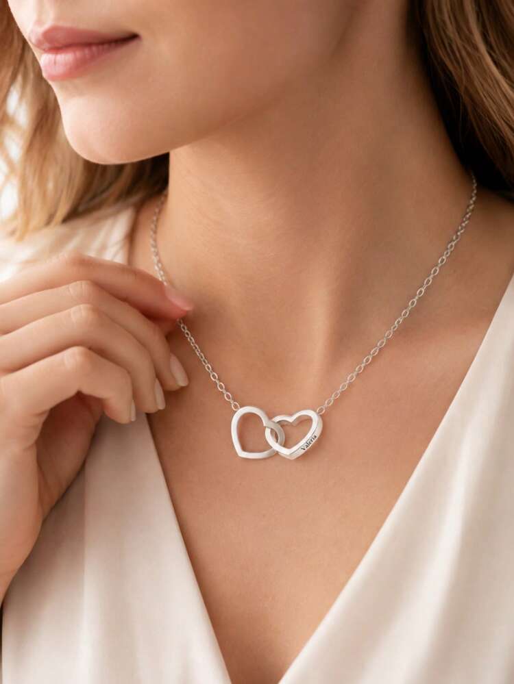 Dây chuyền trái tim hai vòng cá nhân hóa, hỗ trợ khắc tùy chỉnh, có thể khắc tên, quy trình mạ vàng không dễ phai, kỷ niệm hoặc thông điệp độc quyền, tạo phụ kiện chân thành độc đáo của riêng bạn, đa năng cho đi làm hàng ngày, hẹn hò phối lớp, quà tặng hoàn hảo cho bạn gái, bạn thân - Nhiều màu - Xem 5