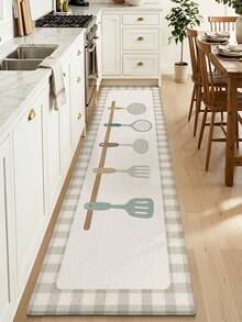 1pc, [Best Seller] Tableware Print Theme Kitchen Rug, Aesthetic Velvet Comfortable Fluffy Carpet, Soft And Comfortable Material, Weight Approx. 850g/㎡, Easy To Clean, Doesn't Get Stuck In Doors, Stains Easy To Wipe, Daily Spills Easy To Clean, Dirt-Resistant, Machine Washable - Perfect For Home Decor, Living Room, Bedroom, Kitchen, Dining Room, Bedside, Bathroom, Study, Entryway Rug, Suitable For All Seasons, Holiday Decoration Gift! - Multicolor - View 8