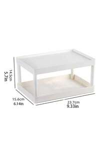 1pc Multi-Functional Hanging Basket Desktop Organizer Rack, Double-Layer Heightened Desk Storage Shelf, Cosmetic & Stationery Tiered Organizer - View 6