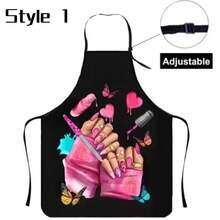 Adjustable Personalized Nail Art Pattern Apron, Suitable For Nail Technicians, Nail Salon Workers, Baking Enthusiasts, Housewives, Home Kitchen, Nail Salon Uniform, Perfect Gift For Nail Art Lovers - Multicolor - View 13