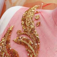 1件金色亮片刺繡蕾絲貼花重工鳳凰設計婚紗禮服舞台裝飾貼布 - 亮片補丁 - 查看 5