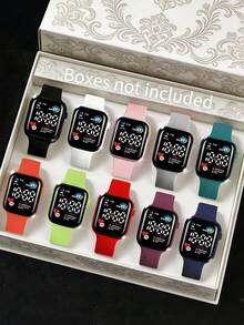 10pcs Heart-Shaped Digital Display LED Light-Up Sports Wristbands, Unisex Electronic Watch For Girls And Boys, Astronaut Cartoon Pattern, Suitable For Daily Wear, Sports Running, School Silent - Multicolor - View 17