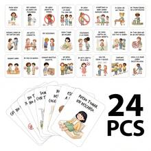 24pcs Spanish Behavioral Rules Cards, Daily Good Manners Routine Pocket Cards, Social Behavior Cards With Stop, Handwashing, Respect, Perfect Gift For Teachers And Parents - A - View 4