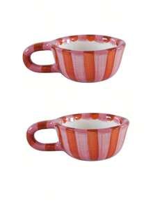 1pc Rose-Striped Ceramic Mugs, Checkered And Striped Ceramic Coffee Cups – Beautifully Designed And Perfect For Everyday Use At Home: - Morning Water Cups - Breakfast Milk Cups - Afternoon Tea Latte Art Cups – Making Them An Ideal Gift Choice - Multicolor - View 17