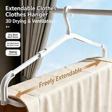 1pc White Multi-Function Telescopic Clothes Hanger, Adjustable And Expandable 39-63cm (15.35 - 24.80 Inches), Non-Slip Foldable Portable Drying Rack, Suitable For Home, Dorm, Travel Closet Storage - Extendable Folding Clothes Hanger - View 4