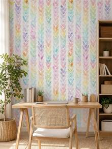 SUPSTICKER 1PC Watercolor Dots & Leaf Peel And Stick Wallpaper, Waterproof Removable PVC Wall Decor For Kids Room, Playroom, Entryway, 3 Sizes - Multicolor - View 1