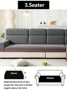 1PC Solid Color Fleece Sofa Seat Cover, Soft Plush Sofa Seat Cover, Elastic Comfortable, Suitable For All Seasons, Warm, Minimalist Style, Anti-Slip Anti-Fouling, Elastic, Machine Washable, Suitable For Backrest Cover/1/2/3/4/L-Shaped Chaise Sofa, With Armrests And Backrest, Living Room, Bedroom, Study (Pillow Case Not Included) - Dark Grey - View 14